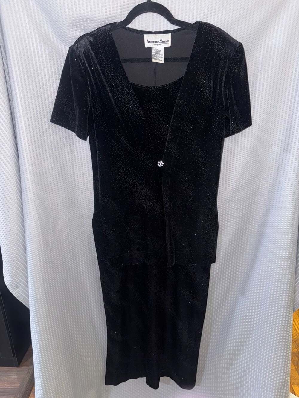 Another Thyme Vintage Black Velvet Shimmer Dress Size 12